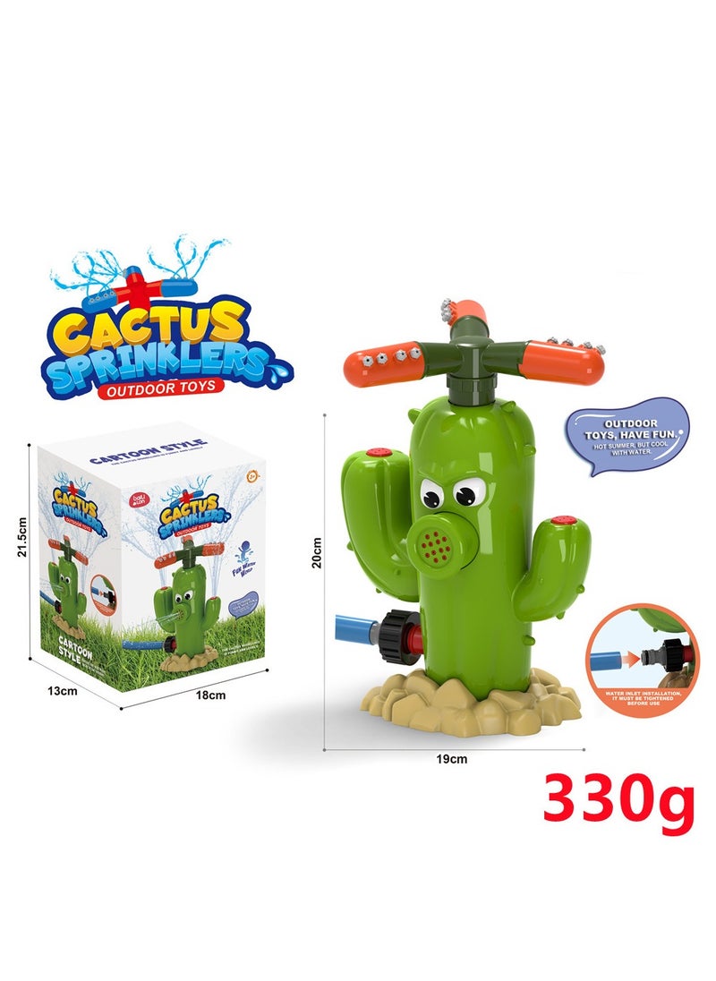 Cactus Water Sprinkler for Kids, Toddler Play Water Hose Sprinklers with 360°Rotating Splash, Outdoor Activities Fun Water Sprayer Game, Garden Backyard Lawn Summer Water Toy Boys Girls 3-8