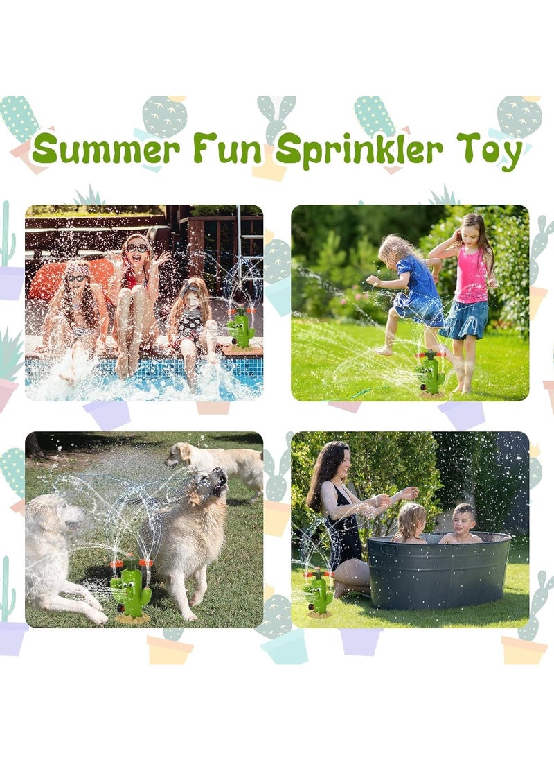 Cactus Water Sprinkler for Kids, Toddler Play Water Hose Sprinklers with 360°Rotating Splash, Outdoor Activities Fun Water Sprayer Game, Garden Backyard Lawn Summer Water Toy Boys Girls 3-8