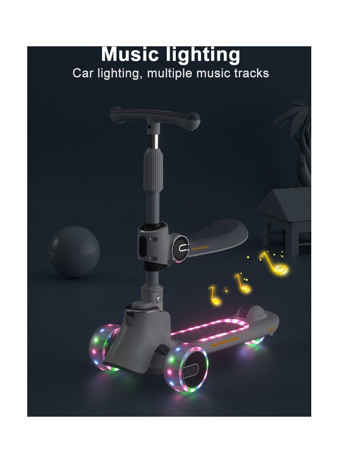 Three In one Children's Scooter Can Sit And Ride Led Light Flashing Wheel Adjustable Height Foldable Scooter Removable Seat Outdoor Activities For Boys Girls