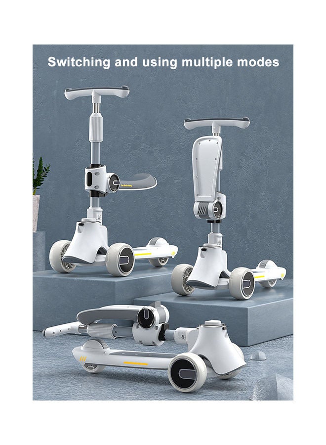Three In one Children's Scooter Can Sit And Ride Led Light Flashing Wheel Adjustable Height Foldable Scooter Removable Seat Outdoor Activities For Boys Girls