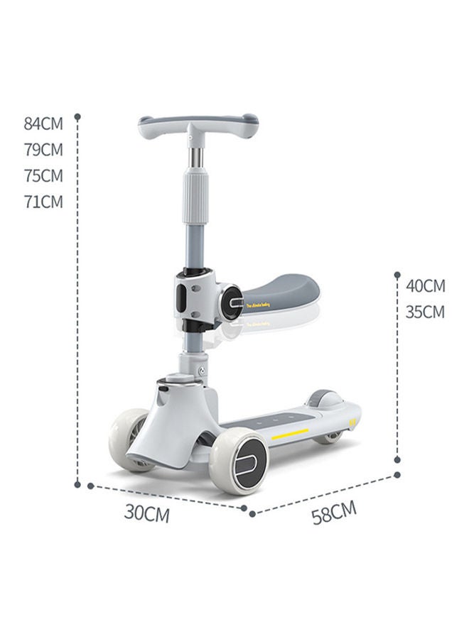 Three In one Children's Scooter Can Sit And Ride Led Light Flashing Wheel Adjustable Height Foldable Scooter Removable Seat Outdoor Activities For Boys Girls