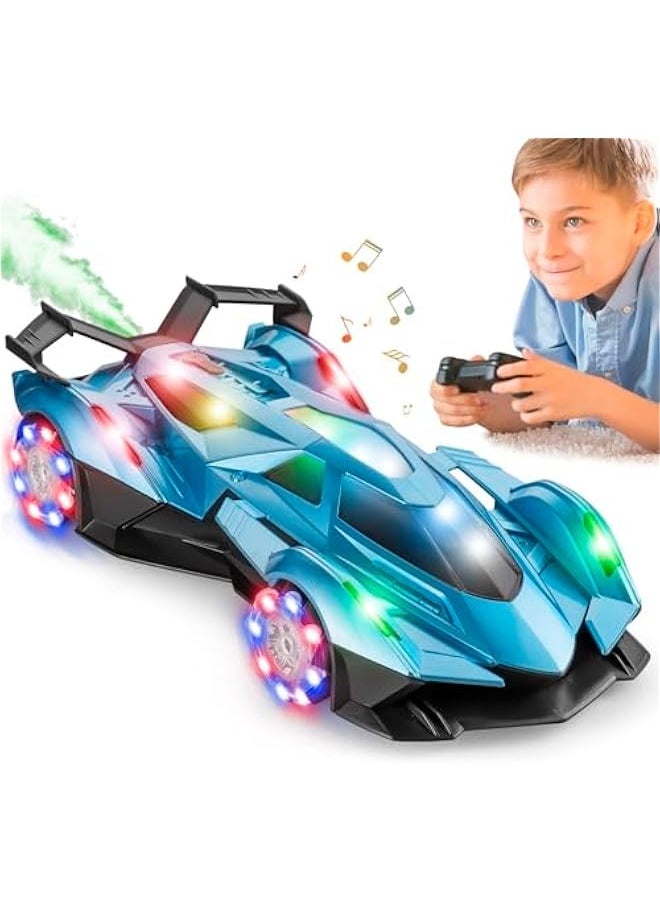 Lambo Remote Control Car for Boys 4-7 8-12 Drift Rc Cars with 360° Rotation, Spray, Music & Lights 1:12 Rechargeable Rc Car Toys 10-12km/h Sport Race Toy Cars Gifts for Kids (Blue)