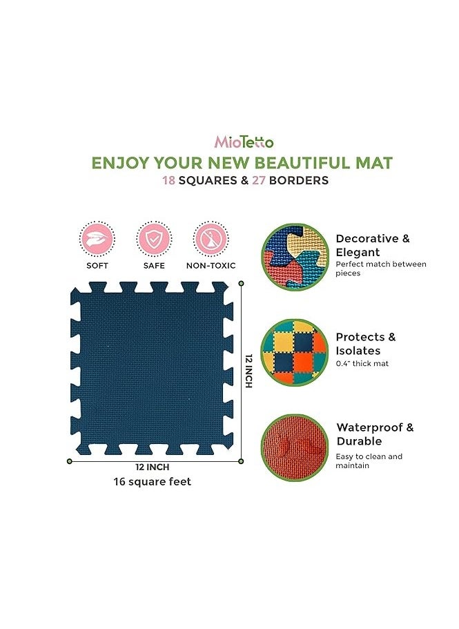 Soft Non-Toxic Baby Play Mat | Toddler Play Mat | Colorful Jigsaw Puzzle Play Mat | 16+2 Bonus Cube Foam Floor Mat for Kids and Babies | EVA Foam Interlocking Floor Mat