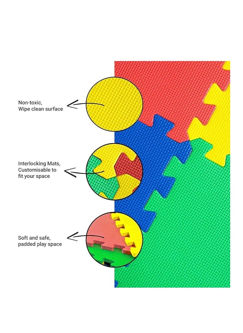 Soft Non-Toxic Baby Play Mat | Toddler Play Mat | Colorful Jigsaw Puzzle Play Mat | 16+2 Bonus Cube Foam Floor Mat for Kids and Babies | EVA Foam Interlocking Floor Mat