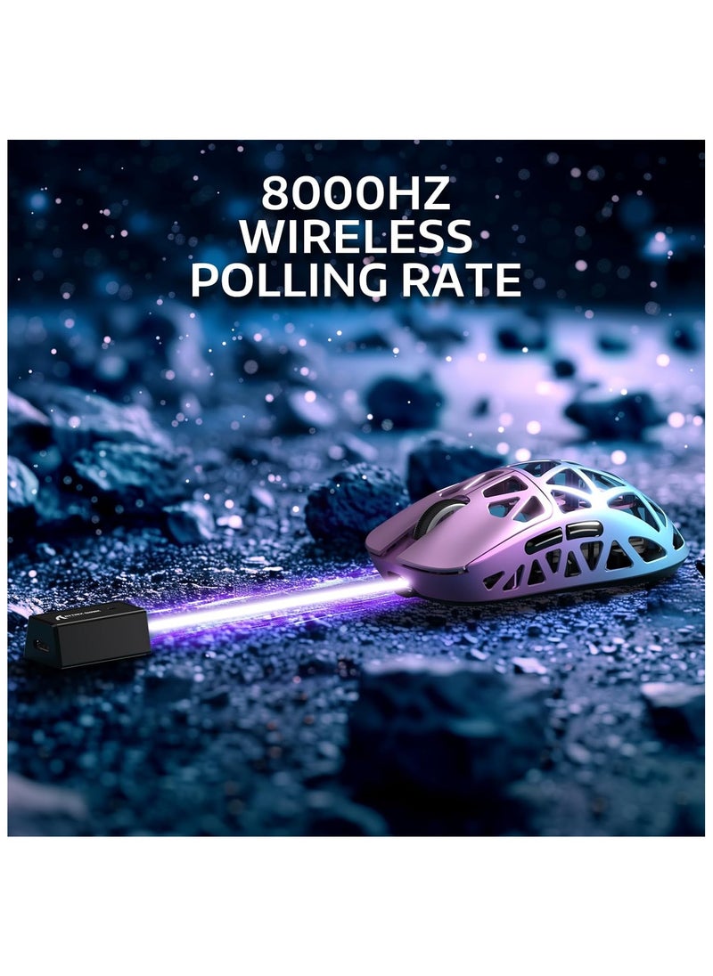 Attack Shark R2 Wireless Gaming Mouse, Superlight Magnesium Alloy, PAW3950 42000 DPI Optical Sensor, 8000Hz Polling Rate, 2.4G/BT/Wired Programmable Mice for Win Mac Gamer (Purple Blue)