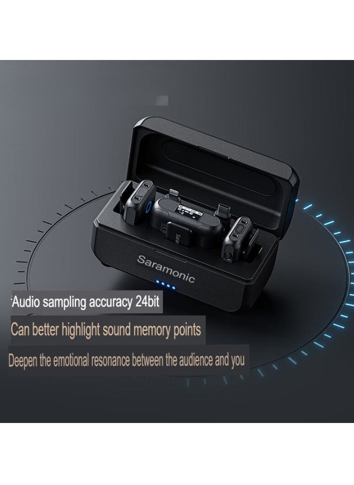 Blink500 B2 Wireless Lapel Microphone, Heavy Duty Speaker Microphone, Noise Reduction Radio Microphone, Wireless Microphone System For Camera Phones Computers, ( One To Two With Case)