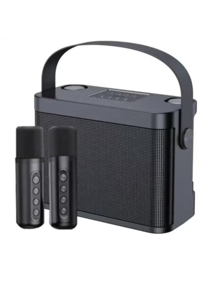 YS-219 Karaoke Machine with 2 Wireless Microphones, Portable Bluetooth Speaker, LED Lights, FM Radio, Rechargeable Battery for Home, Parties & Travel – Perfect for Singing, Music, and Entertainment