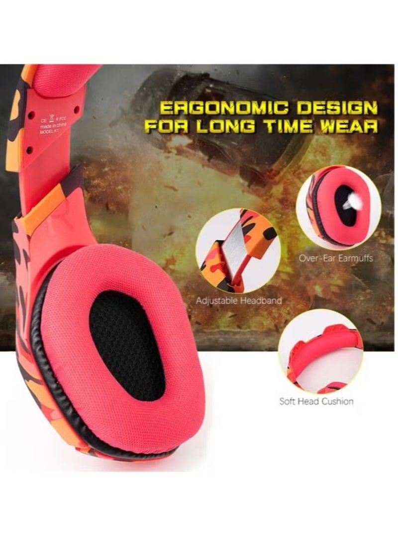 K18 Gaming Headphone 3.5mm Stereo USB LED Headphones with Omnidirectional Microphone – High-Quality Sound, Adjustable Headband, Soft Cushioned Ear Pads – Ideal for Gaming, Streaming, and Communication – Comfortable Over-Ear Design, Perfect for PC, PS4, Xbox, and Mobile Devices