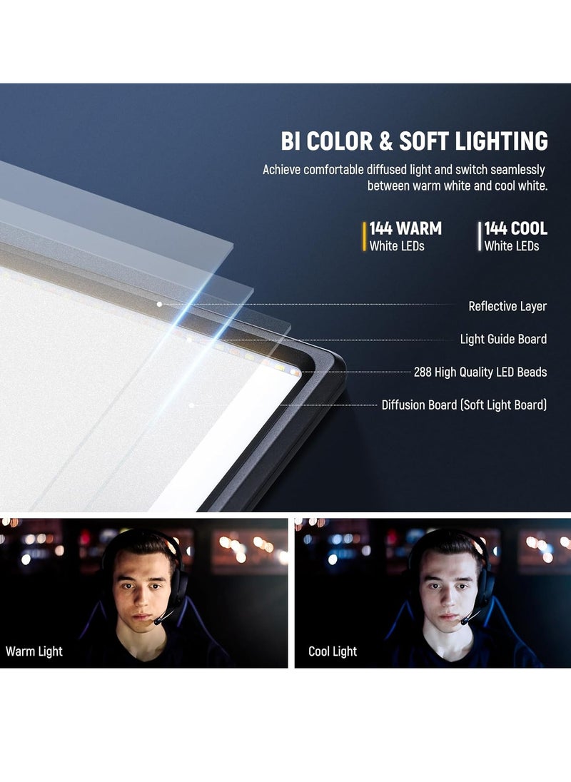 Xria SL-288ARC Bi-color Ultra-thin Soft Panel LED Light 3200k-5600k Color Temperature With LCD Display and Remote Controller (1-Light with Stand)