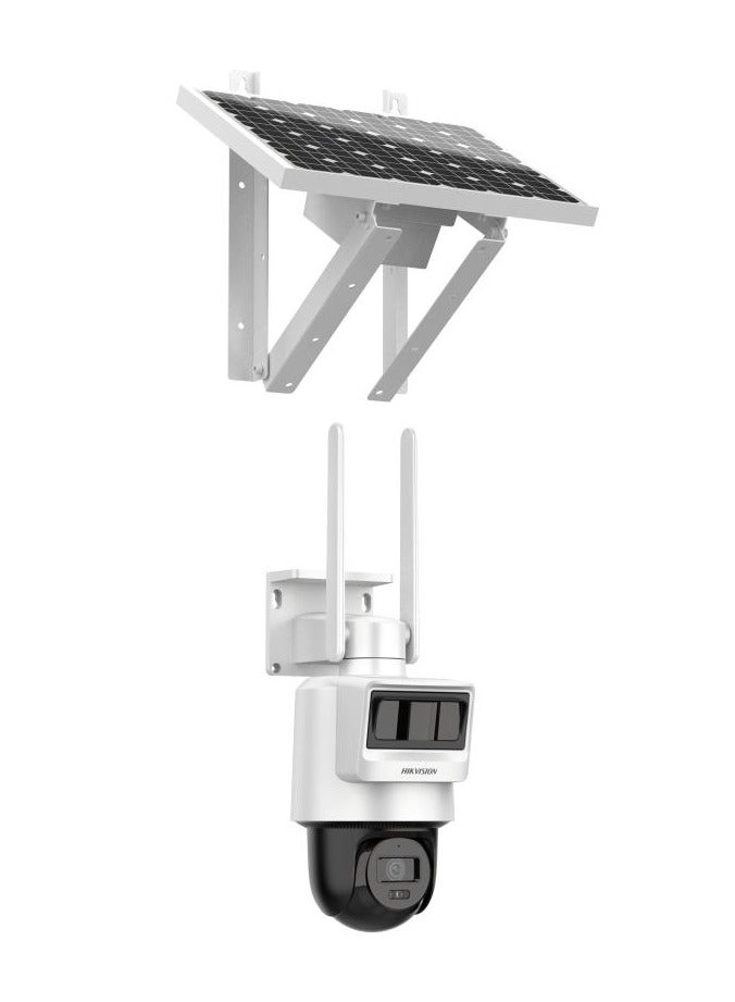 2MP Solar-Powered PT Security Camera, 4G LTE, Dual PIR & Radar Detection, 30m IR Range, Supports Up to 512GB On-Board Storage, H.265/H.264 Compression, Two-Way Audio, IP66 Weatherproof, 0°-340° Pan, 0°-80° Tilt, 2.8mm Fixed Lens, Motion Detection & Alarm | DS-2DE2C200IWG-K/4G/C05S10