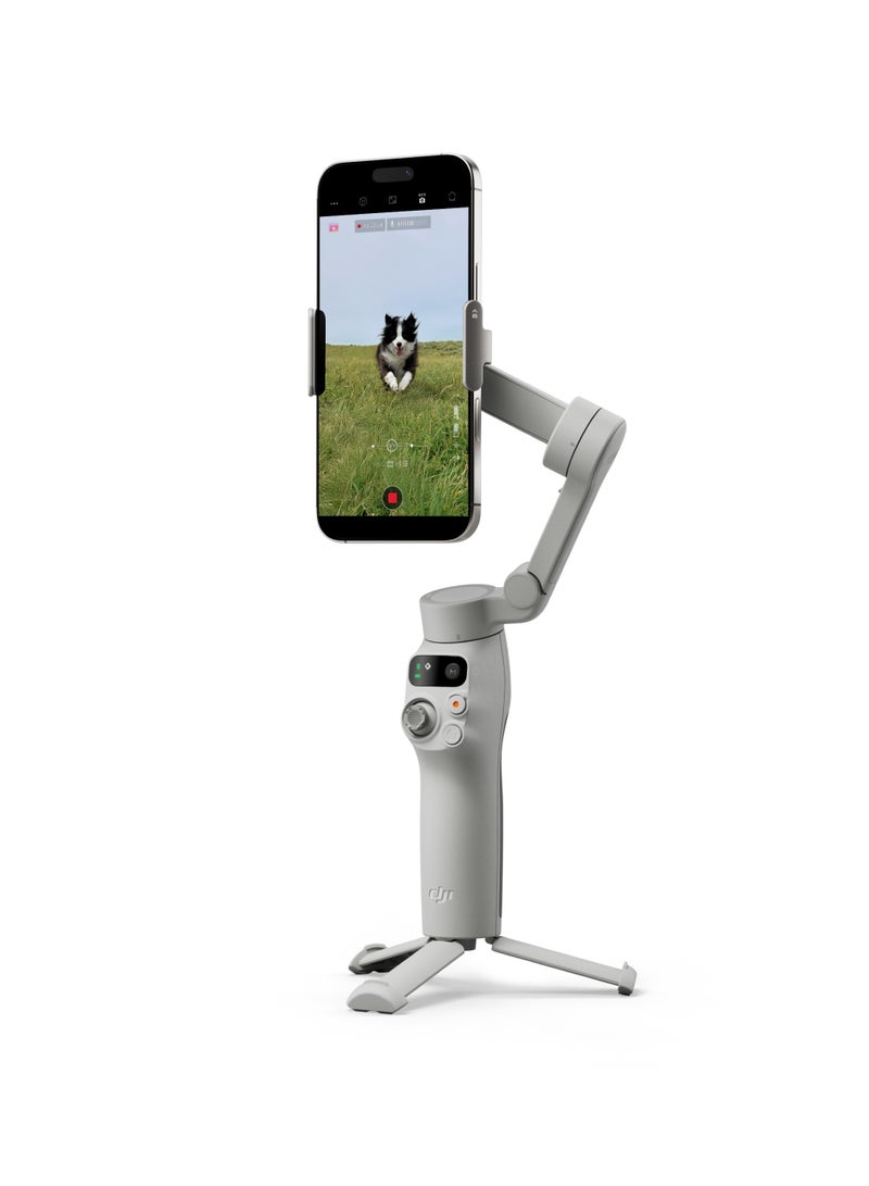 Osmo Mobile 7 Gimbal Stabilizer for iPhone, Android, Built-in Tripod, Ultra-Light, Comfortable Grip, 3-Axis Phone Gimbal, ActiveTrack 7.0, ShotGuides, One-Tap Edit, 10hrs Use, Phone Charging, Gray