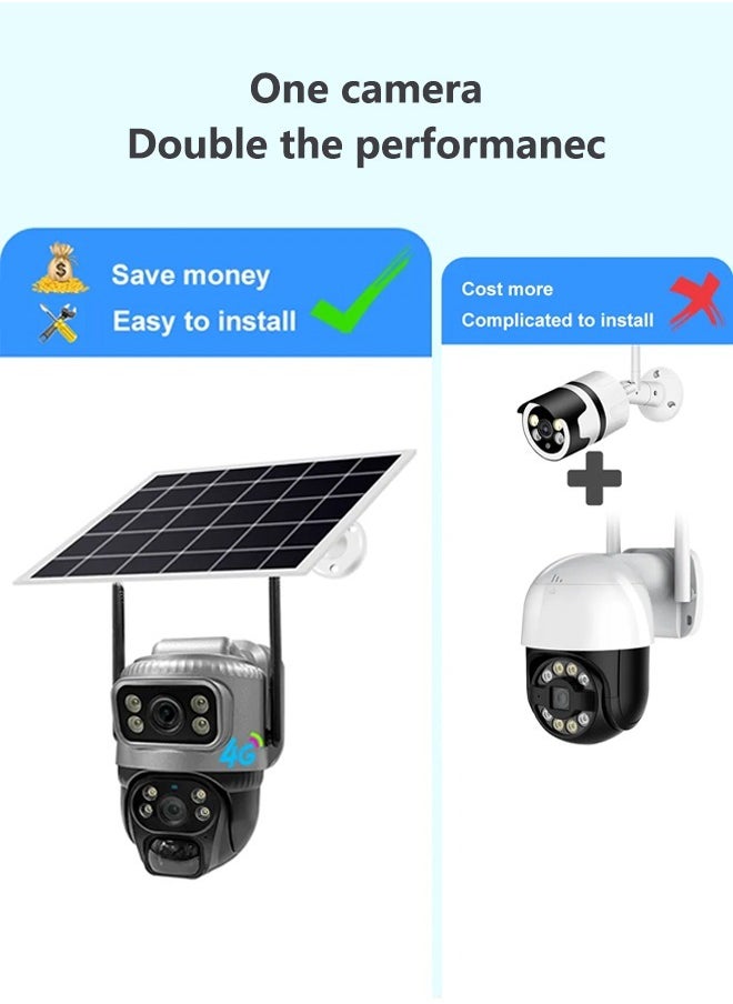 4K Outdoor Home Camera Solar Powered Outdoor Camera for Home Security Waterproof Alarm Camera Year-Round Power Color Night Vision Two-Way Talk All-Weather Recording