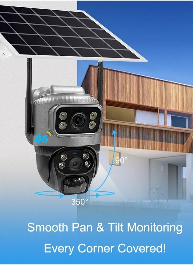 4K Outdoor Home Camera Solar Powered Outdoor Camera for Home Security Waterproof Alarm Camera Year-Round Power Color Night Vision Two-Way Talk All-Weather Recording