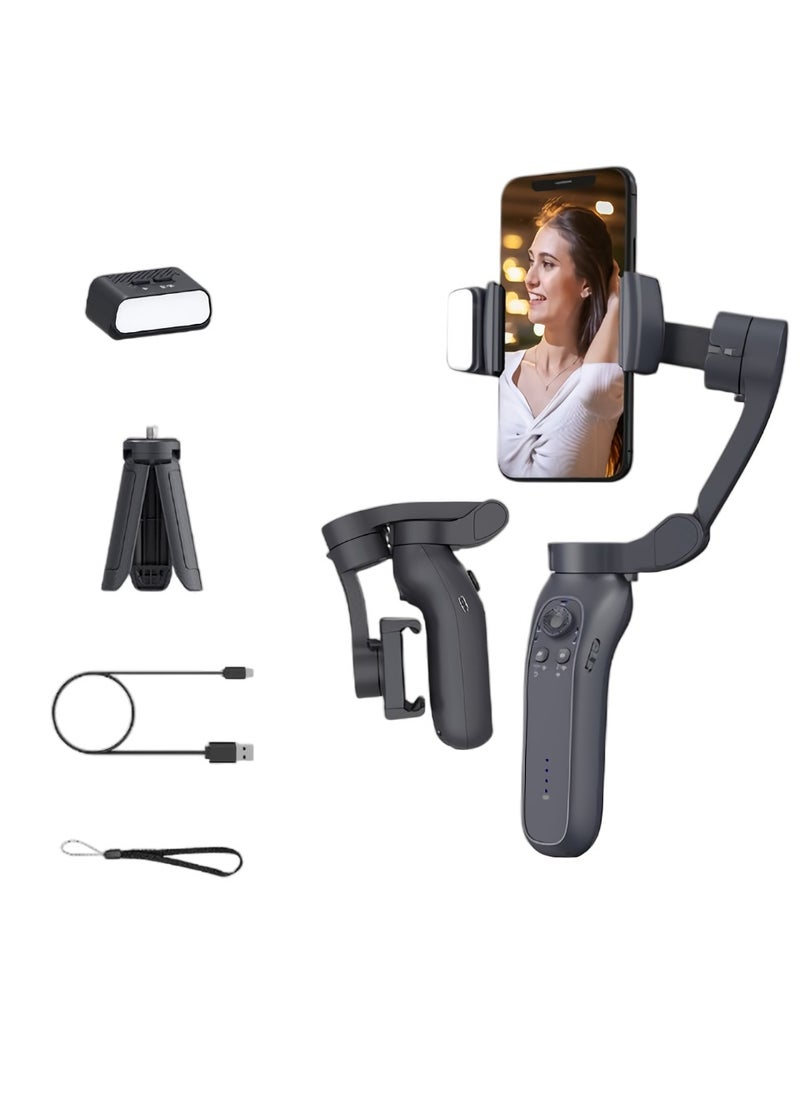 L7C Pro Smartphone Gimbal Stabilizer, Ultra-light Comfortable Foldable Phone Gimbal, Face Object Tracking 3 Axis Phone Gimbal For Video Recording, (L7C Pro Light Module, Black)