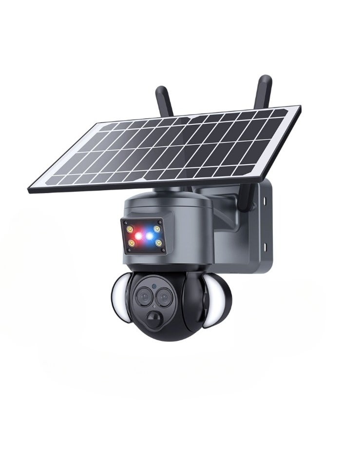 4K 8MP Solar PTZ Camera, Humanoid Tracking Outdoor Security Camera, WIFI Dual Lens Security CCTV, IP66 Waterproof And Moisture Proof Surveillance Camera, (1pc)