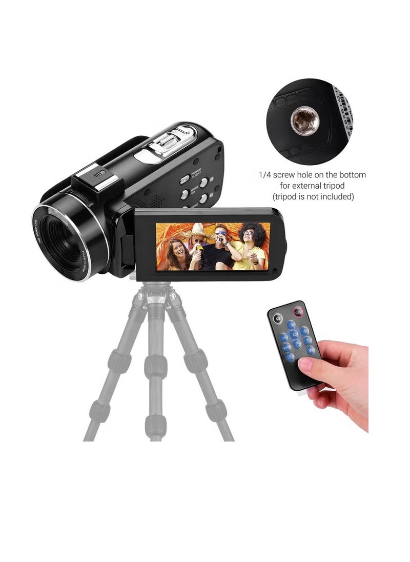 Digital Camera, 4K Ultra HD Handheld DV Professional Digital Video Camera, Face Detection Action Camera With Anti Shaking For Video Event Photography, (Standard Black Plus Batteries Plus Remote)