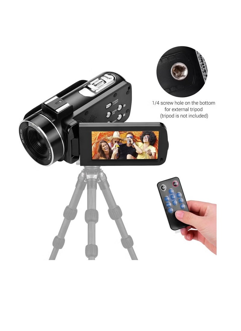 Digital Camera, 4K Ultra HD Handheld DV Professional Digital Video Camera, Face Detection Action Camera With Anti Shaking For Video, (Black Plus Wide Angle Lens 1x Wide Plus Microphone)