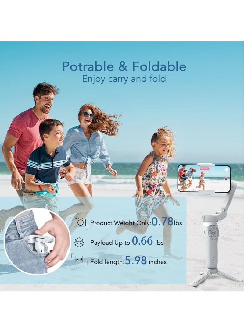 L7C Pro Smartphone Gimbal Stabilizer, Ultra-light Comfortable Foldable Phone Gimbal, Face Object Tracking 3 Axis Phone Gimbal For Video Recording, (L7C Pro Light Module, Black)