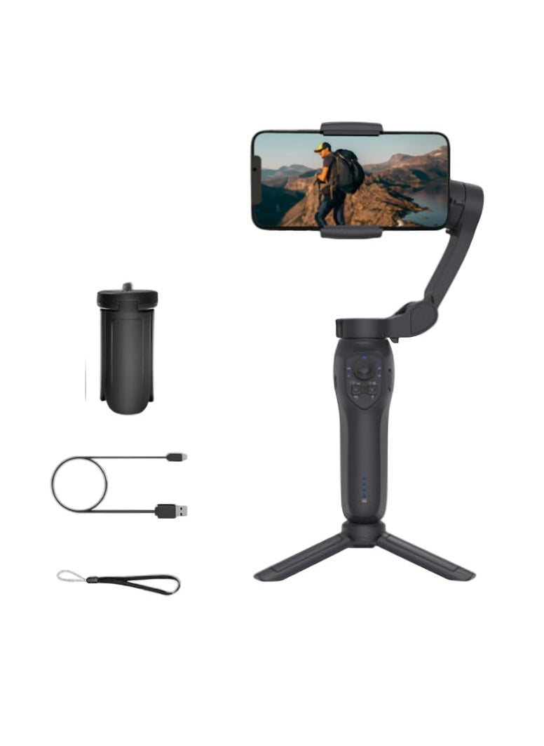 L7C Pro Smartphone Gimbal Stabilizer, Ultra-light Comfortable Foldable Phone Gimbal, Face Object Tracking 3 Axis Phone Gimbal For Video Recording, (L7C Pro Light Module, Black)
