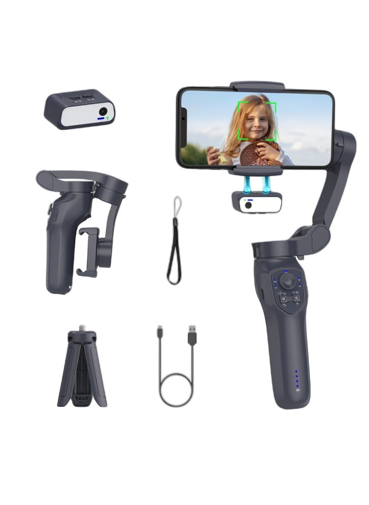 L7C Pro Smartphone Gimbal Stabilizer, Ultra-light Comfortable Foldable Phone Gimbal, Face Object Tracking 3 Axis Phone Gimbal For Video Recording, (L7C Pro AI Module, Black)