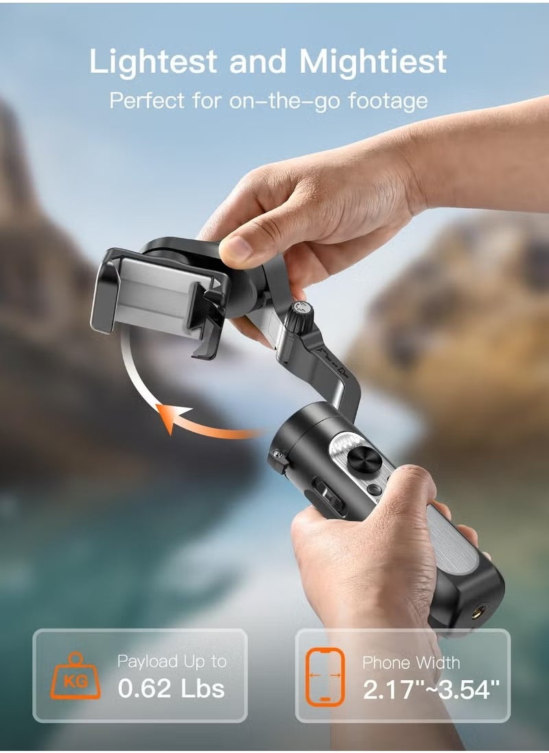 Gimbal Stabilizer, Lightweight And Portable Foldable Phone Stabilizer, Anti Shake Durable Smart Phone Holder Stabilizer For Youtuber Vlogging Video Recording, (1pc, Black With Fill Light)