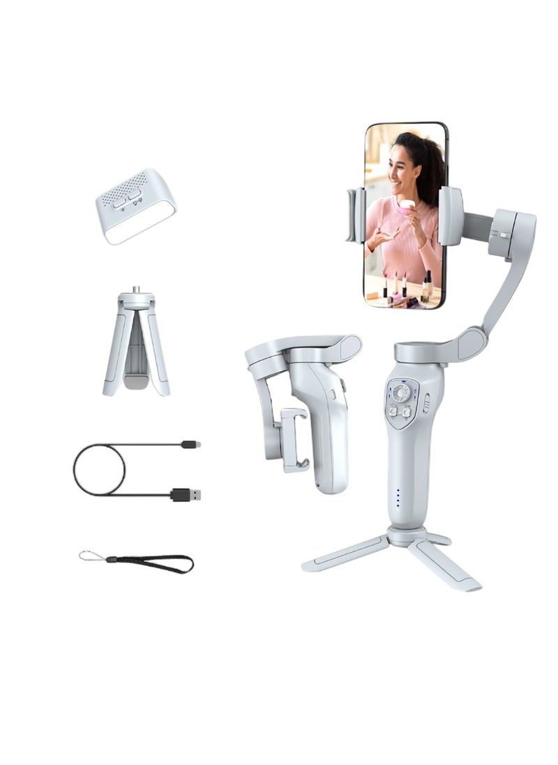 L7C Pro Smartphone Gimbal Stabilizer, Ultra-light Comfortable Foldable Phone Gimbal, Face Object Tracking 3 Axis Phone Gimbal For Video Recording, (L7C Pro Light Module, Grey)