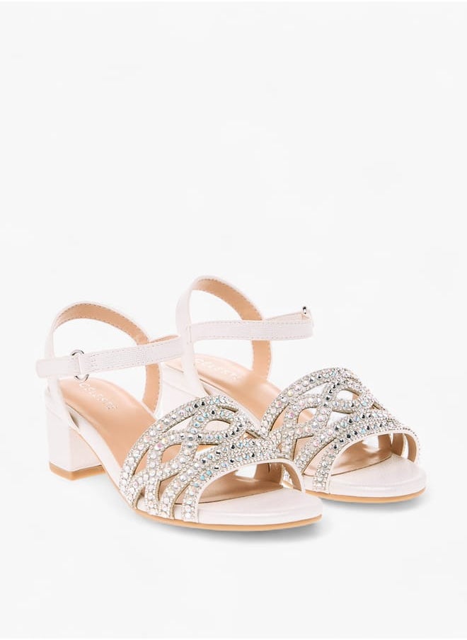 Women's Embellished Sandals with Hook and Loop Closure