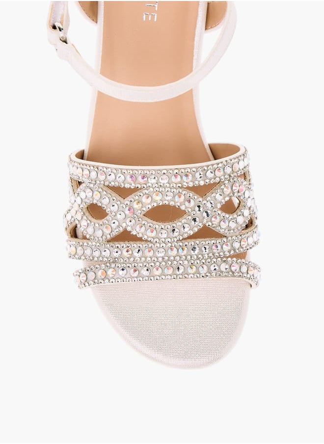Women's Embellished Sandals with Hook and Loop Closure