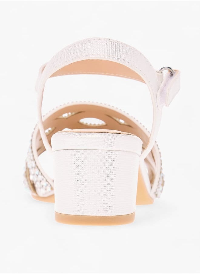 Women's Embellished Sandals with Hook and Loop Closure