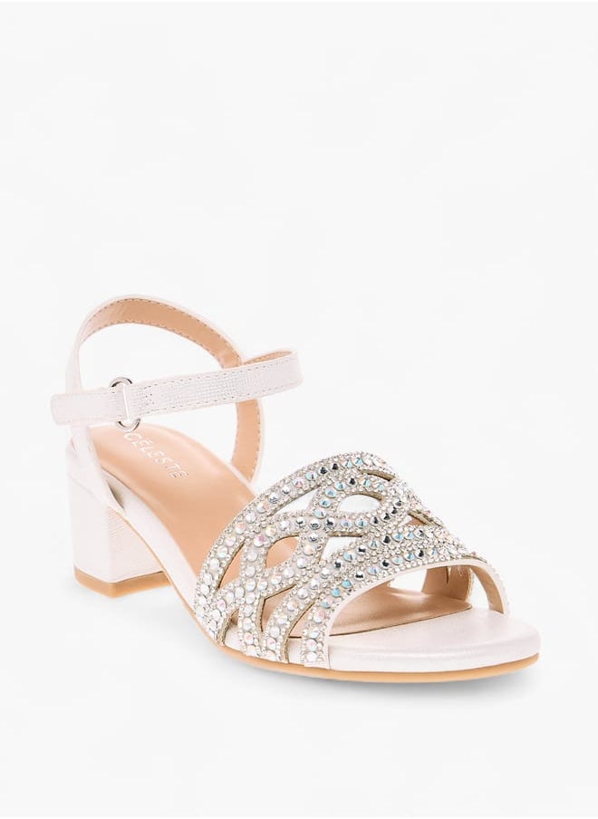 Women's Embellished Sandals with Hook and Loop Closure
