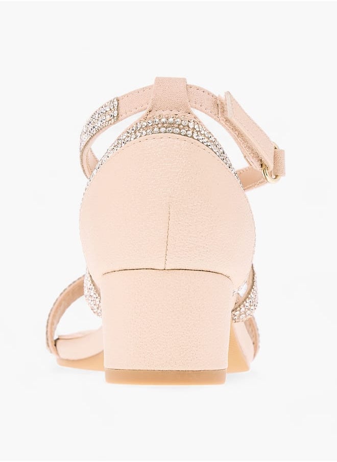 Girl's Embellished Sandals with Hook and Loop Closure Ramadan Collection