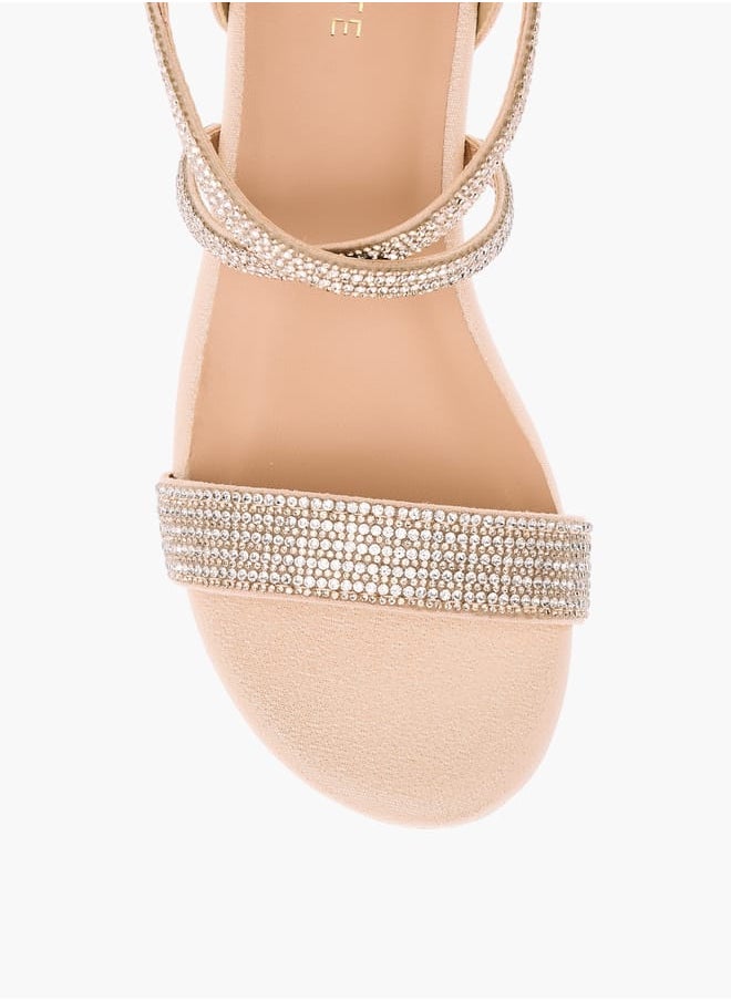 Girl's Embellished Sandals with Hook and Loop Closure Ramadan Collection