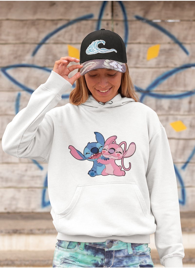 Stitch et Angel White Hoodie