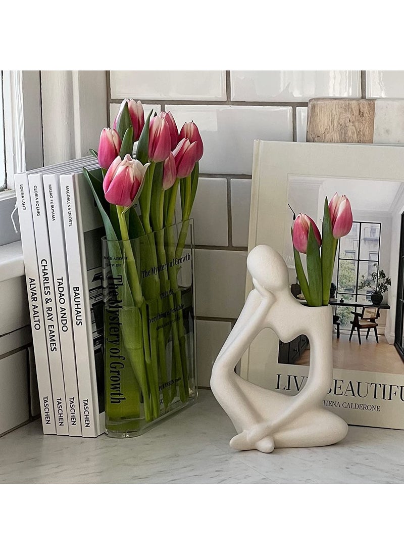 SYOSI Acrylic Transparent Vase, Aesthetic Room Decor, Artistic and Cultural Flavor Decorative Vase, for Unique Home Bedroom Office Accent, A Book About Flowers