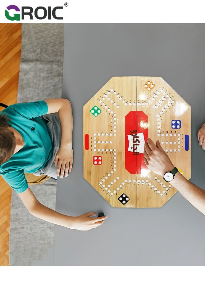 Jackaroo Board Game,Ludo Board Game,Folding Board Game for 2-6 Players with 24 Marbles and Cards,48 cm x 38 cm Size,Jackaroo Game Family Game Marble Game