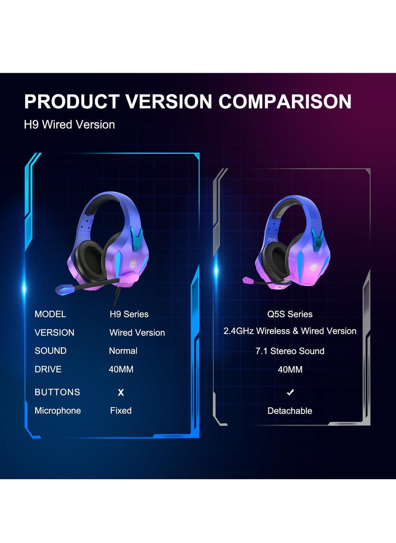 Gaming Headset for PS4 PS5 Xbox One Switch PC with Noise Canceling Mic, Deep Bass Stereo Sound (Violet)