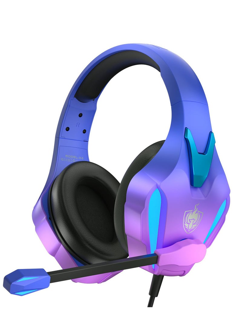 Gaming Headset for PS4, PS5, Xbox One, Switch, and PC - Features Noise-Canceling Microphone and Deep Bass Stereo Sound (Violet Color)