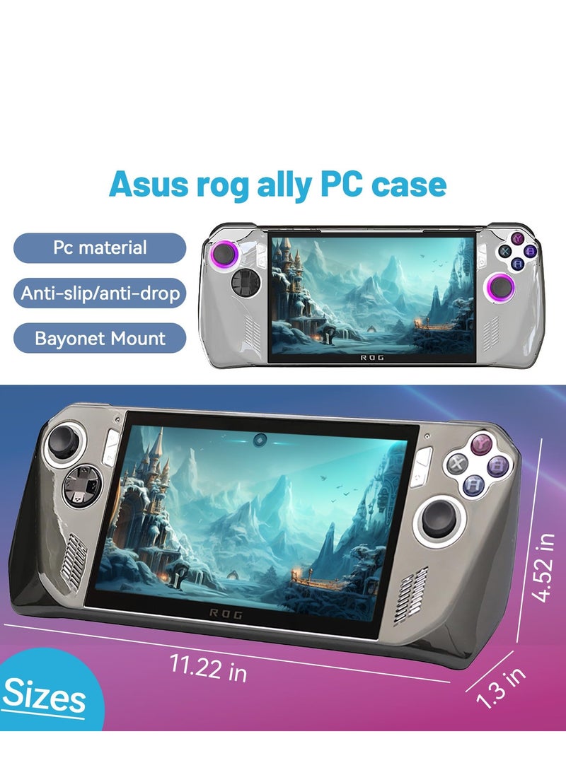 Crystal Clear Protective Case for Rog Ally with Kickstand, Shockproof and Non-Slip Design, Includes 1 Protective Film and 2 Tempered Glass Films