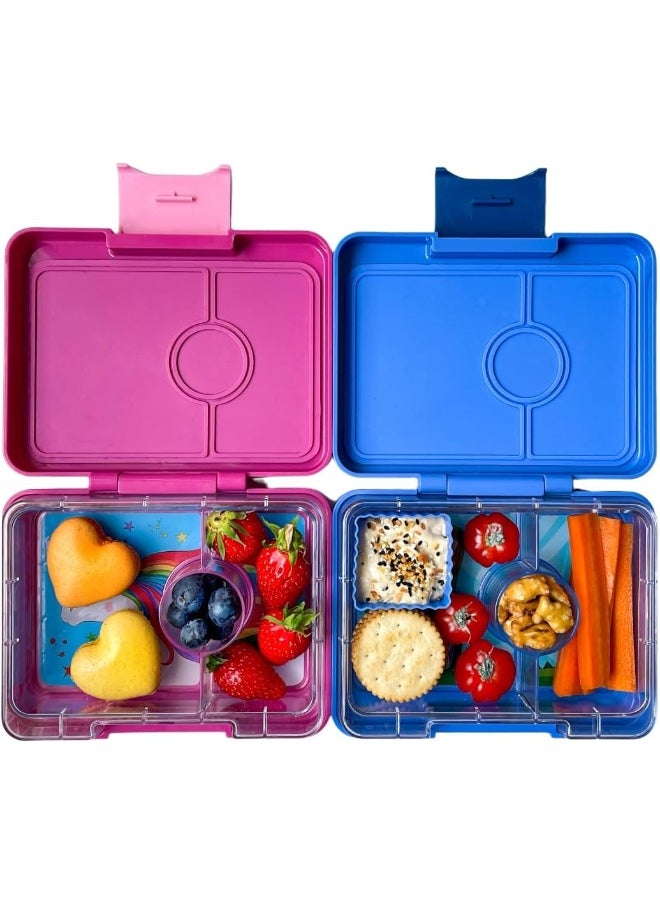 Yumbox Surf Blue Snack Box with Dinosaur Tray - 3-Compartment Bento 6.7x5.1x1.8 | Kid-Friendly | Healthy Snacks | BPA-Free & Easy Clean