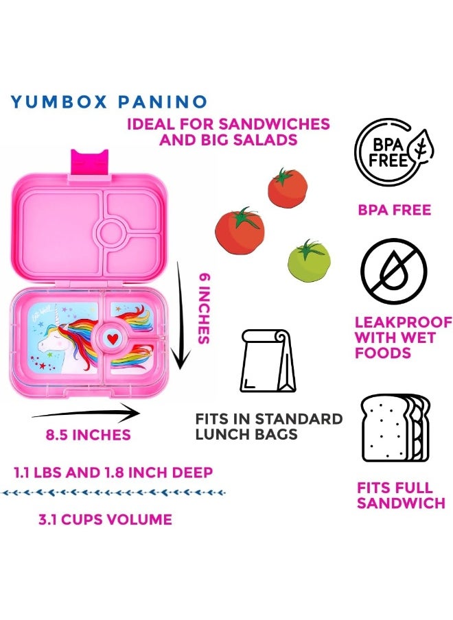 Yumbox Panino Leakproof Bento Lunch Box Container for Kids & Adults (Power Pink Unicorn)