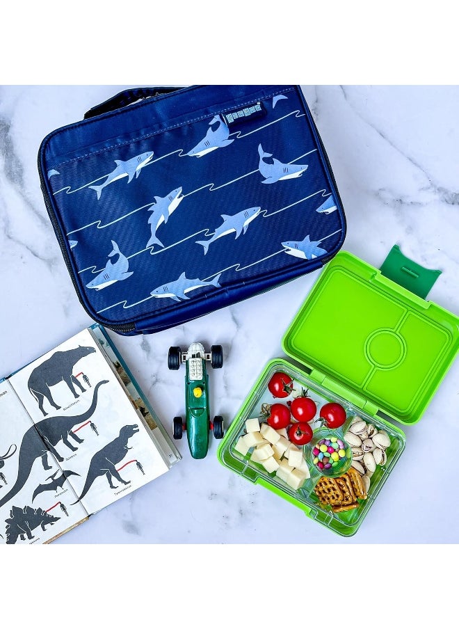 Yumbox Jurassic Green Snack Box with Dinosaur Tray - 3-Compartment Bento 6.7x5.1x1.8 | Kid-Friendly | Healthy Snacks | BPA-Free & Easy Clean