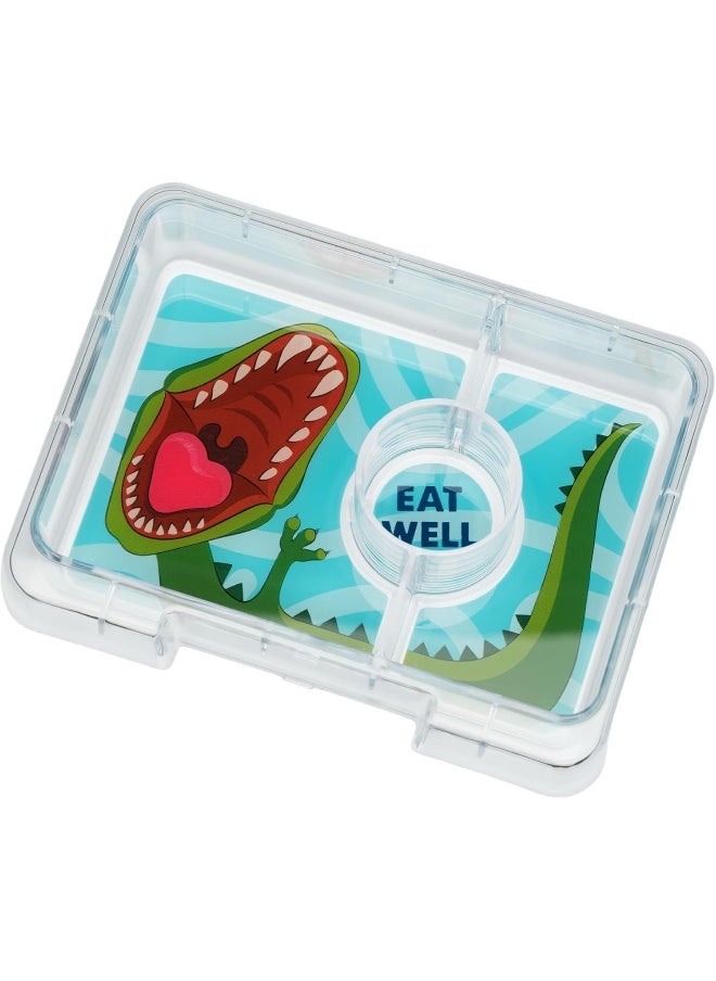 Yumbox Jurassic Green Snack Box with Dinosaur Tray - 3-Compartment Bento 6.7x5.1x1.8 | Kid-Friendly | Healthy Snacks | BPA-Free & Easy Clean
