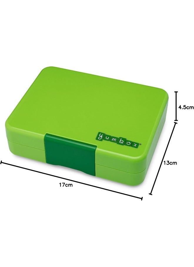 Yumbox Jurassic Green Snack Box with Dinosaur Tray - 3-Compartment Bento 6.7x5.1x1.8 | Kid-Friendly | Healthy Snacks | BPA-Free & Easy Clean