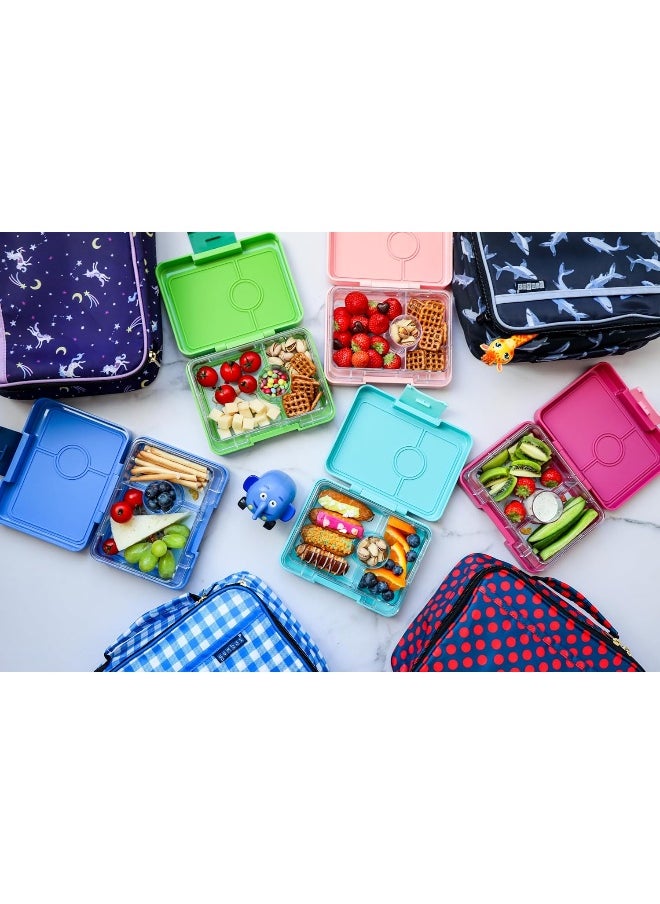 Yumbox Misty Aqua Snack Box with Rainbow Tray - 3-Compartment Bento 6.7x5.1x1.8 | Kid-Friendly | Healthy Snacks | BPA-Free & Easy Clean