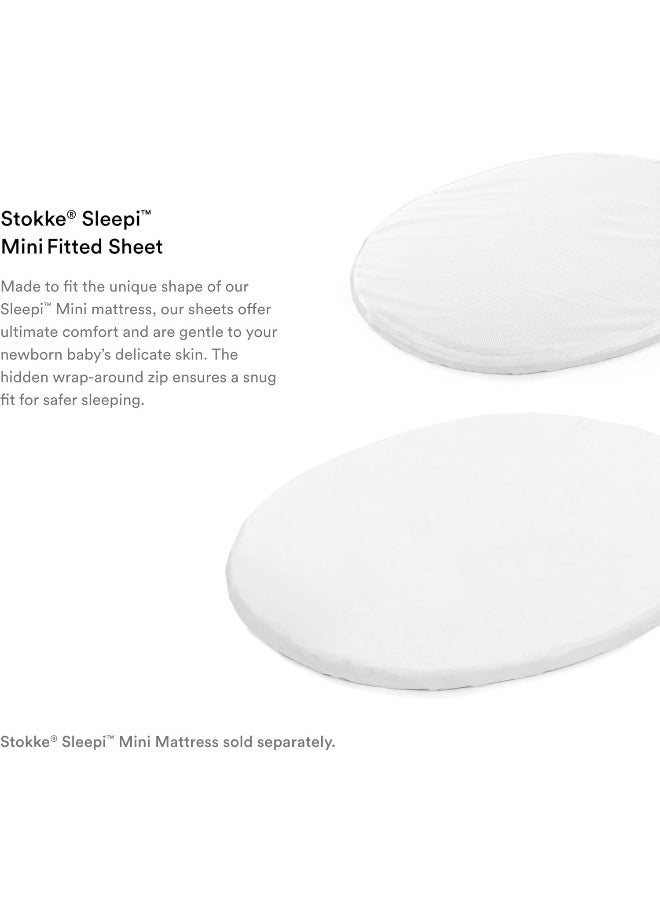 Sleepi Mini Fitted Sheet Soft Sheets For Sweet Dreams Made For The Oval Sleepi Mini Mattress Safe, Stylish And Washable 100% Fine Cotton Percale White