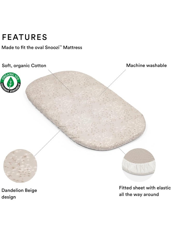 Snoozi Fitted Sheets Made To Fit The Oval Snoozi Mattress Soft, Organic Cotton Machine Washable Includes 1 Dandelion Beige And 1 Vanilla Cream