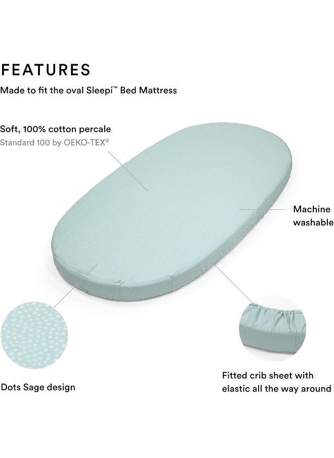 Sleepi V3 Bed Fitted Sheet, Dots Sage