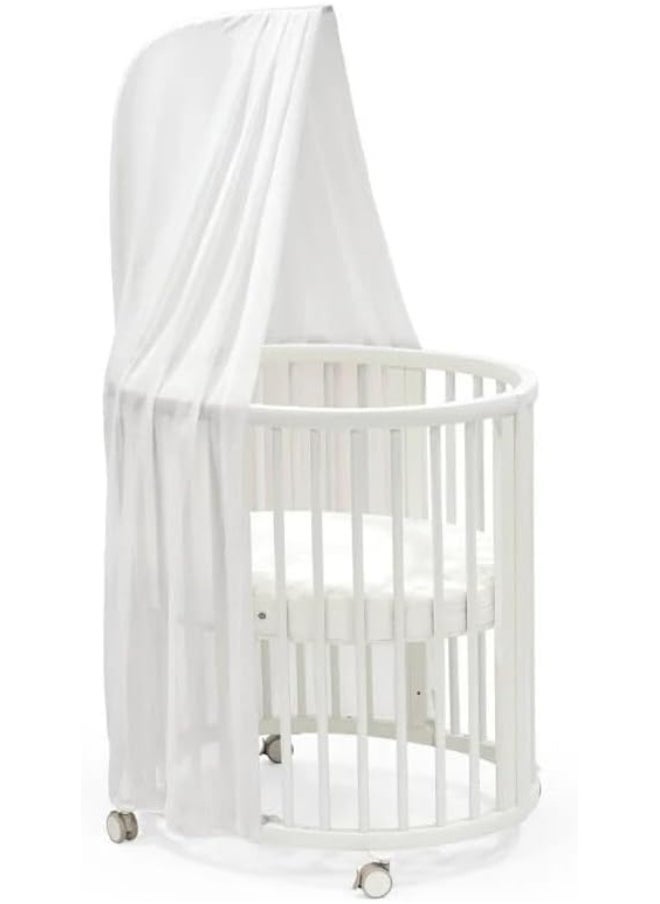 Sleepi Mini Oval Baby Crib 0-6 Months Height-Adjustable Base, Lockable Swivel Wheels White