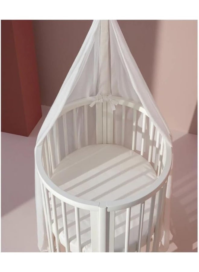 Sleepi Mini Oval Baby Crib 0-6 Months Height-Adjustable Base, Lockable Swivel Wheels White