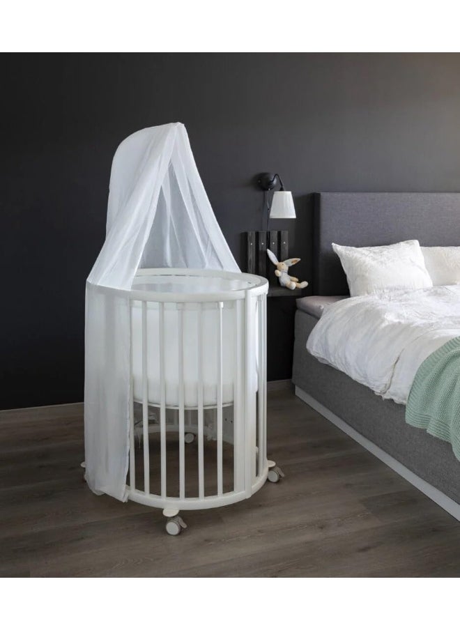 Sleepi Mini Oval Baby Crib 0-6 Months Height-Adjustable Base, Lockable Swivel Wheels White